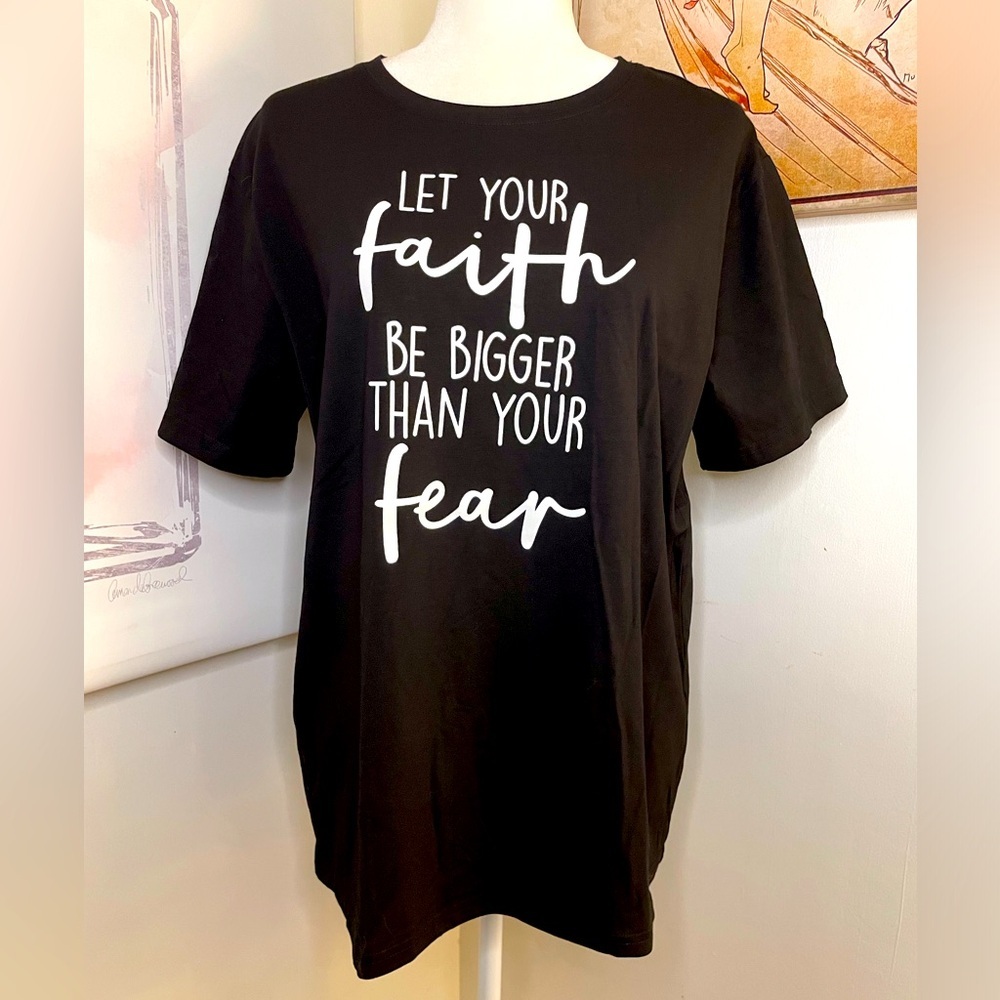 Faith Inspired Short Sleeve T-Shirt Black Size XL